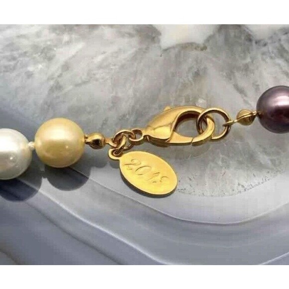 KJL Signed KENNETH JAY LANE Long MultiColor Pastel Lg Faux Pearl Beaded Necklace - Picture 4 of 6